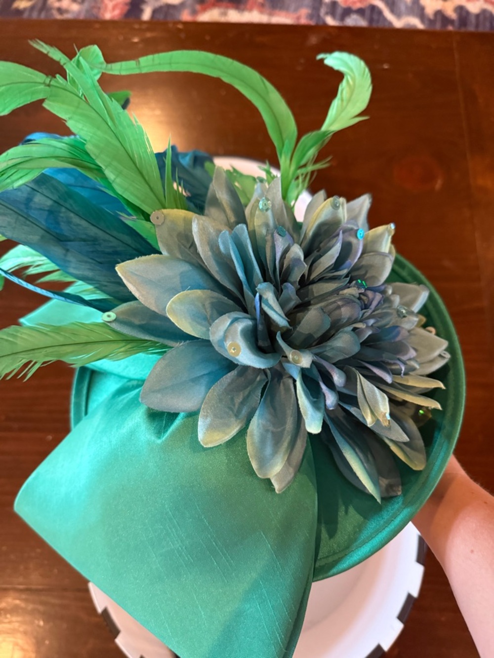 Green and blue Fascinator Headband - Picture 4 of 8